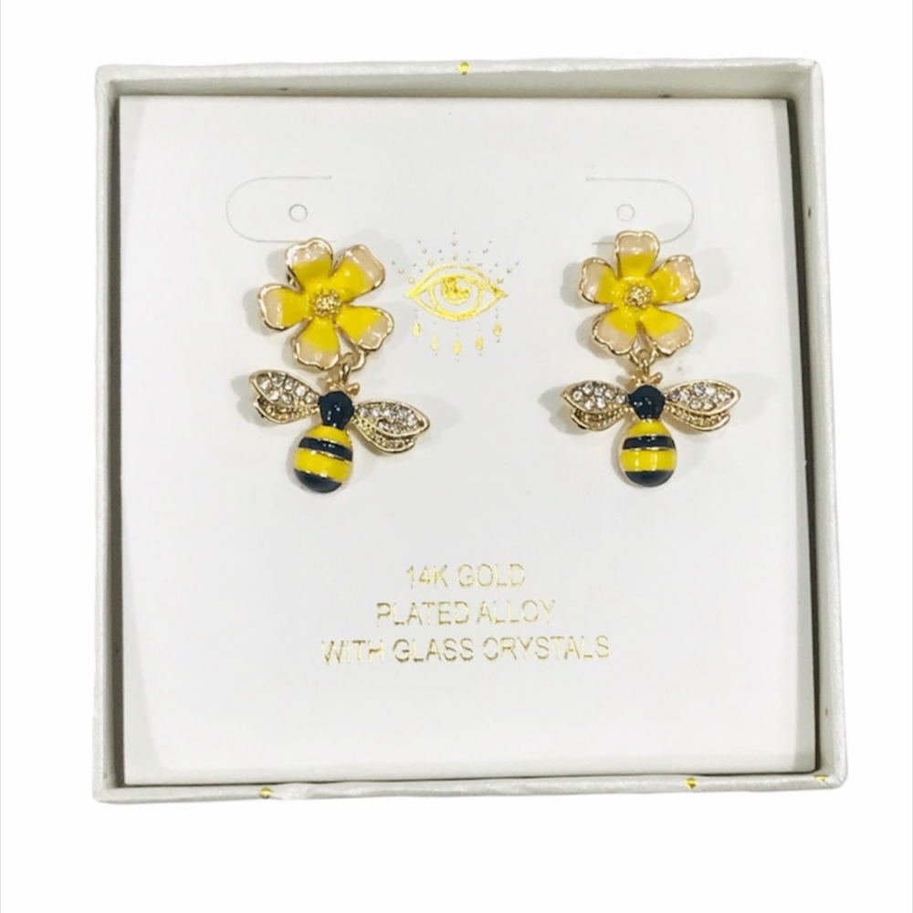 Eye Candy Bumble Bee and Flower Earrings